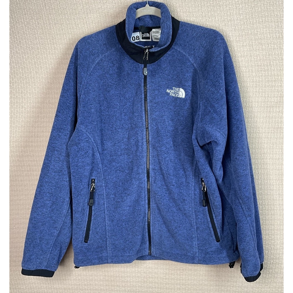 Women's North Face Polartec Jacket Size Large Full Zip Blue Sherpa Fleece WornOn